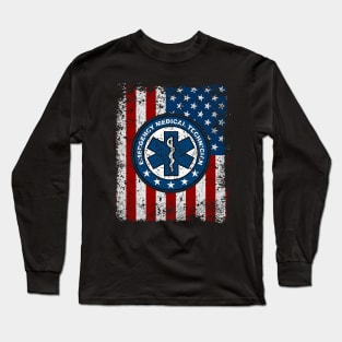 Emergency Medical Technician American Flag Long Sleeve T-Shirt